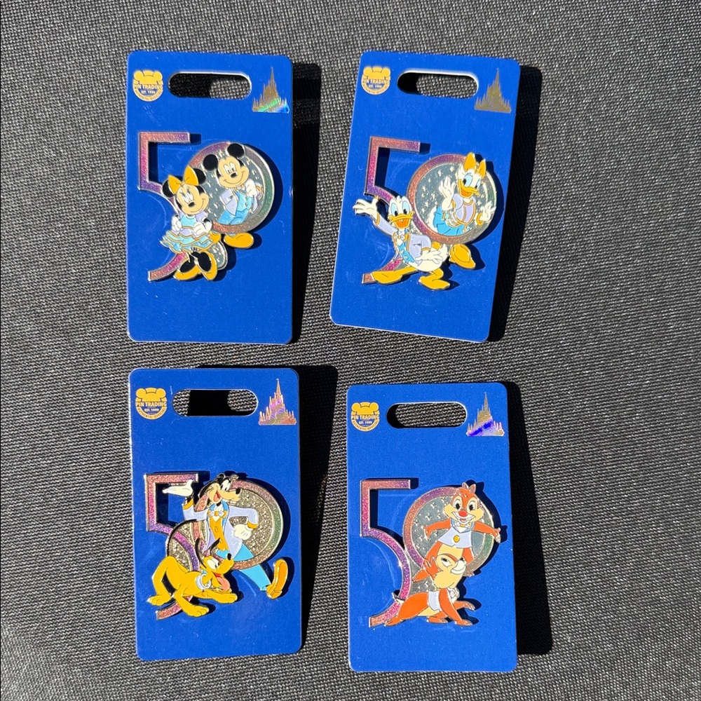 Walt Disney World Mickey & Friends 50th Celebration Enamel Four Pin Set
